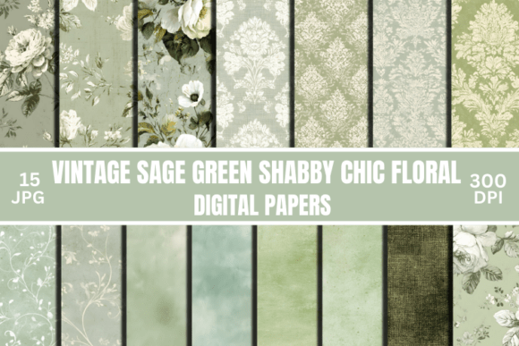Download Sage Green Junk Journal Floral Patterns - Floral Collection